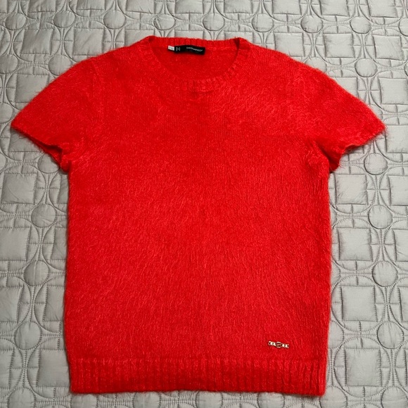 DSQUARED Solid Red Crewneck Sweater Knit